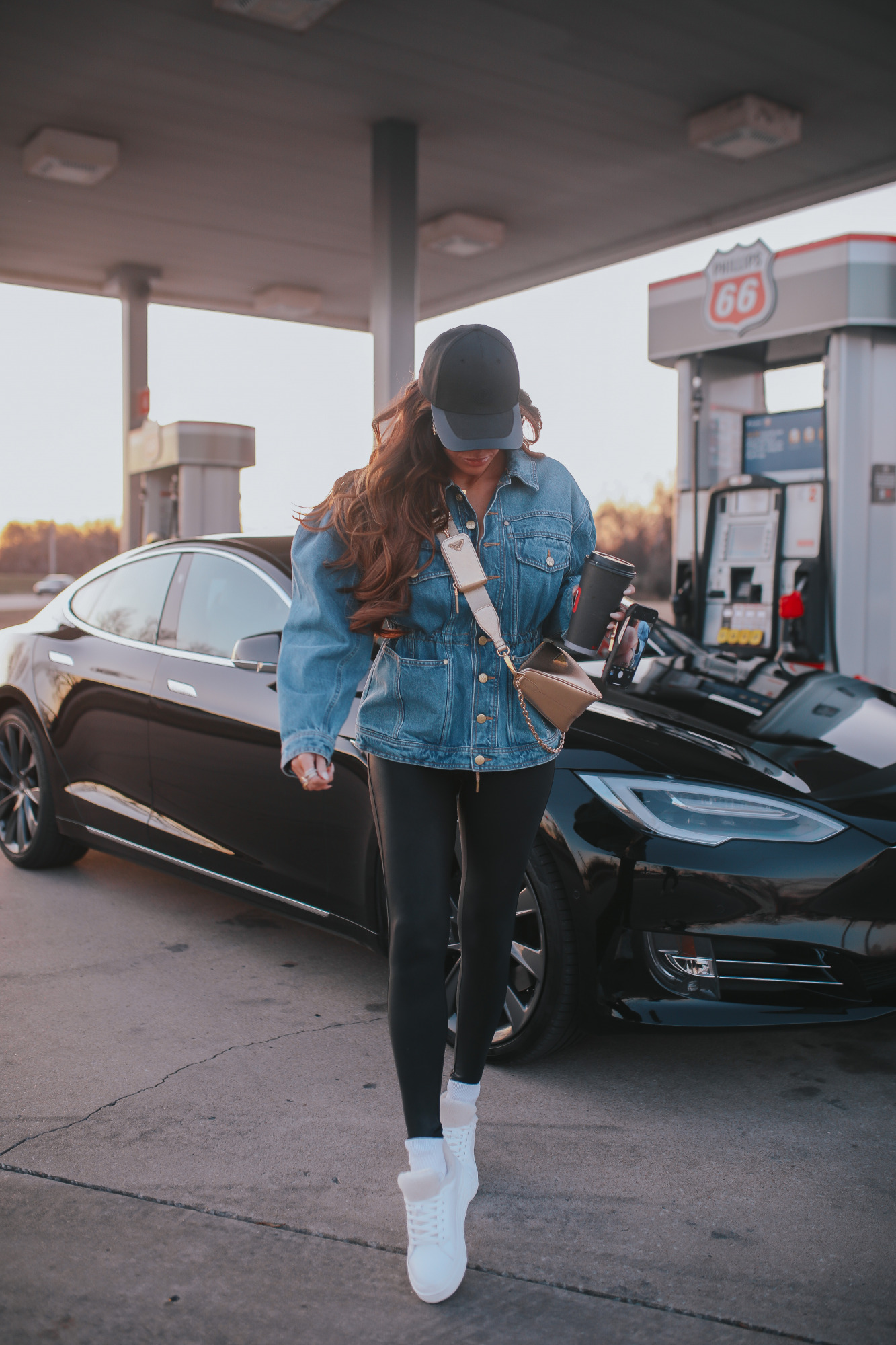 ulla Johnson odette jean jacket, Moncler baseball cap black, celine socks outfit idea, emily gemma