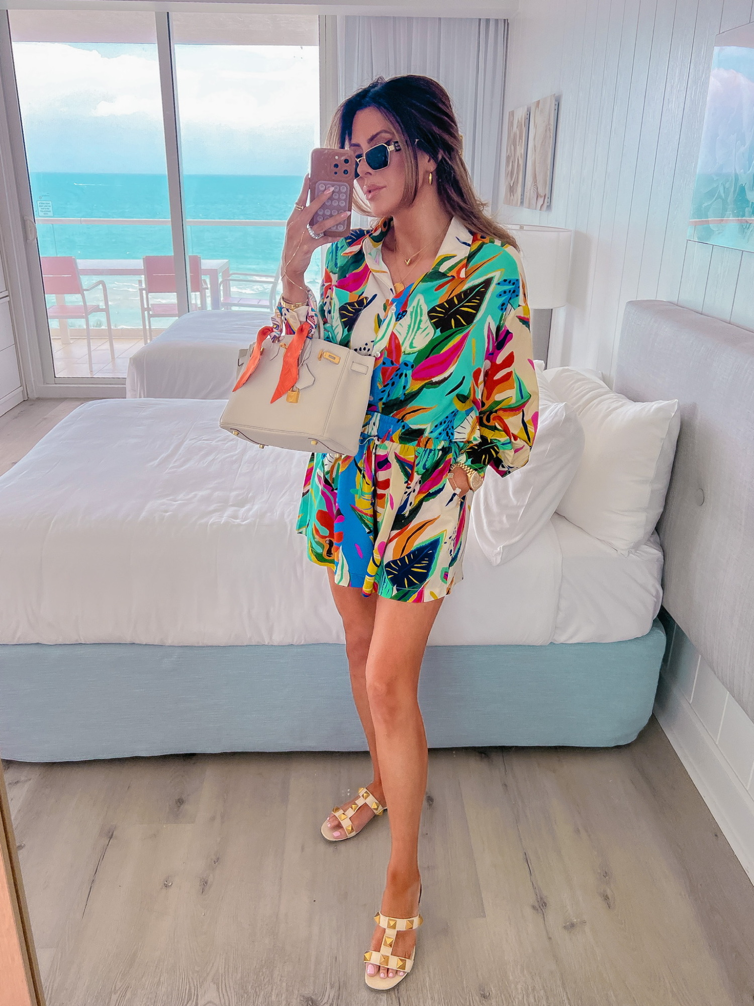 Red Dress Boutique Try On Haul, Valentino Roman T-Strap Slide Sandal, Hermes Birkin Craie, Miami Fashion Blogger, Emily Ann Gemma