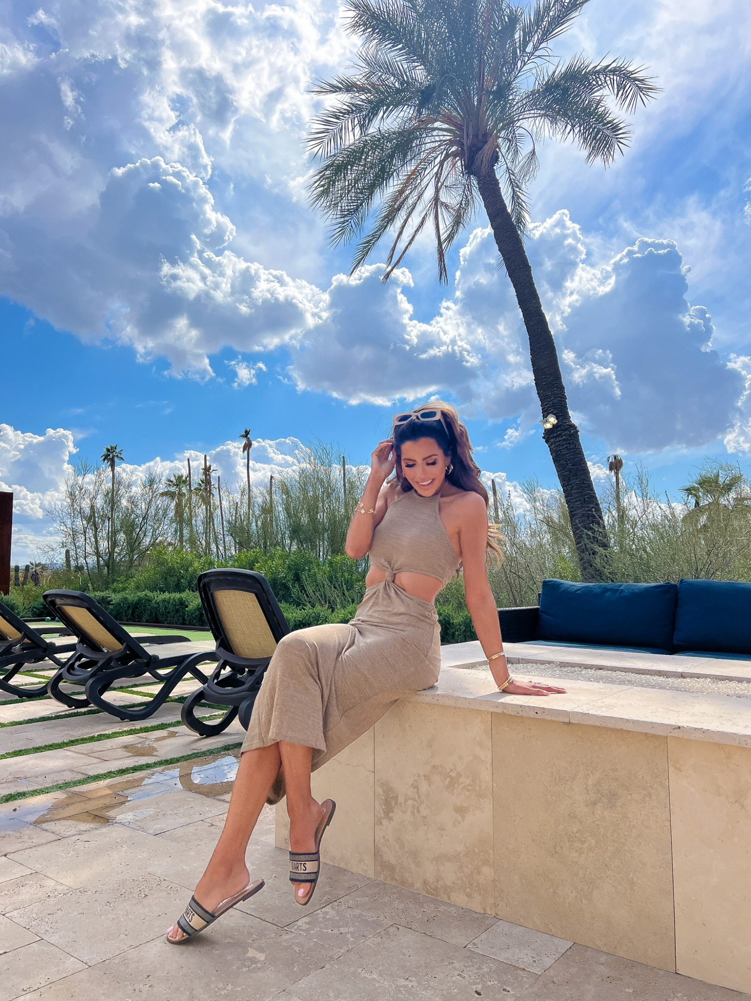 Dior Dupe Sandals, Amazon Swim Cover Up, Amazon Sunglasses, Scottsdale Fashion Blogger, Emily Ann Gemma