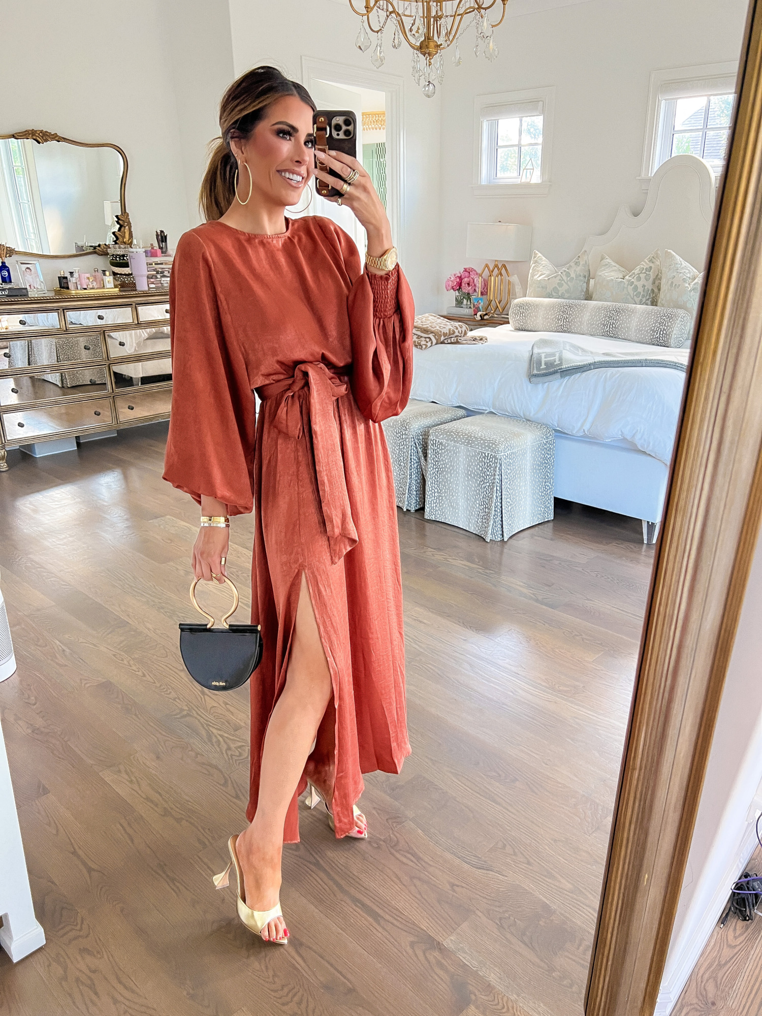 fall wedding guest dress 2023, cult gaia savannah mini bag, tony biano heels, what to wear to fall wedding 2023