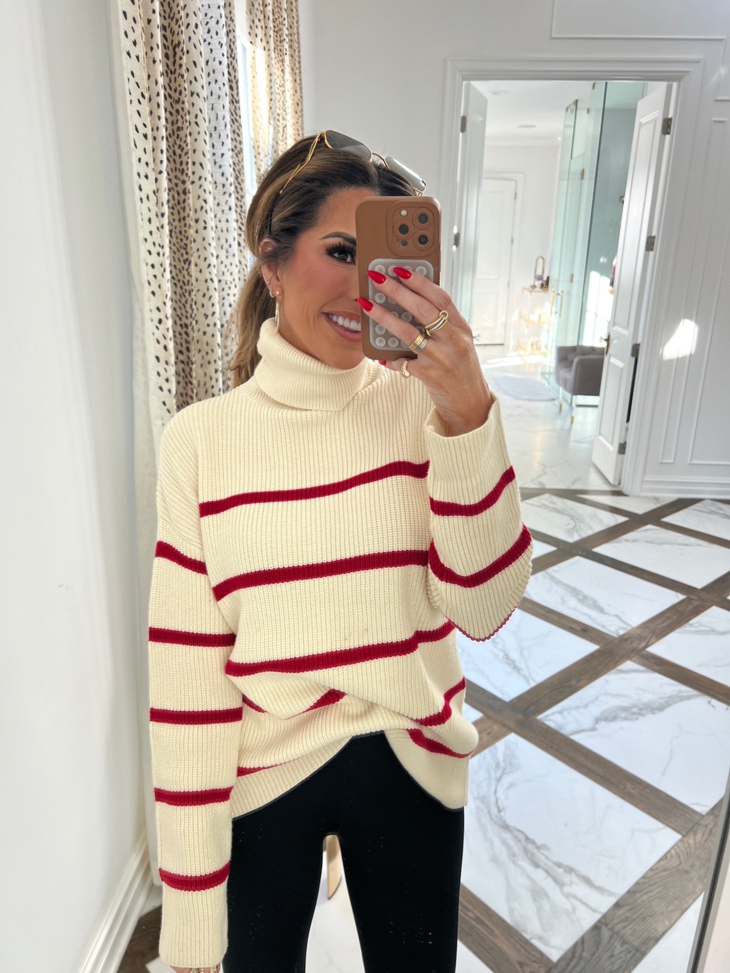 Prada Rectangular Aviator Sunglasses, Superdown Robyn Stripe Sweater, emily gemma x victoria emerson collab