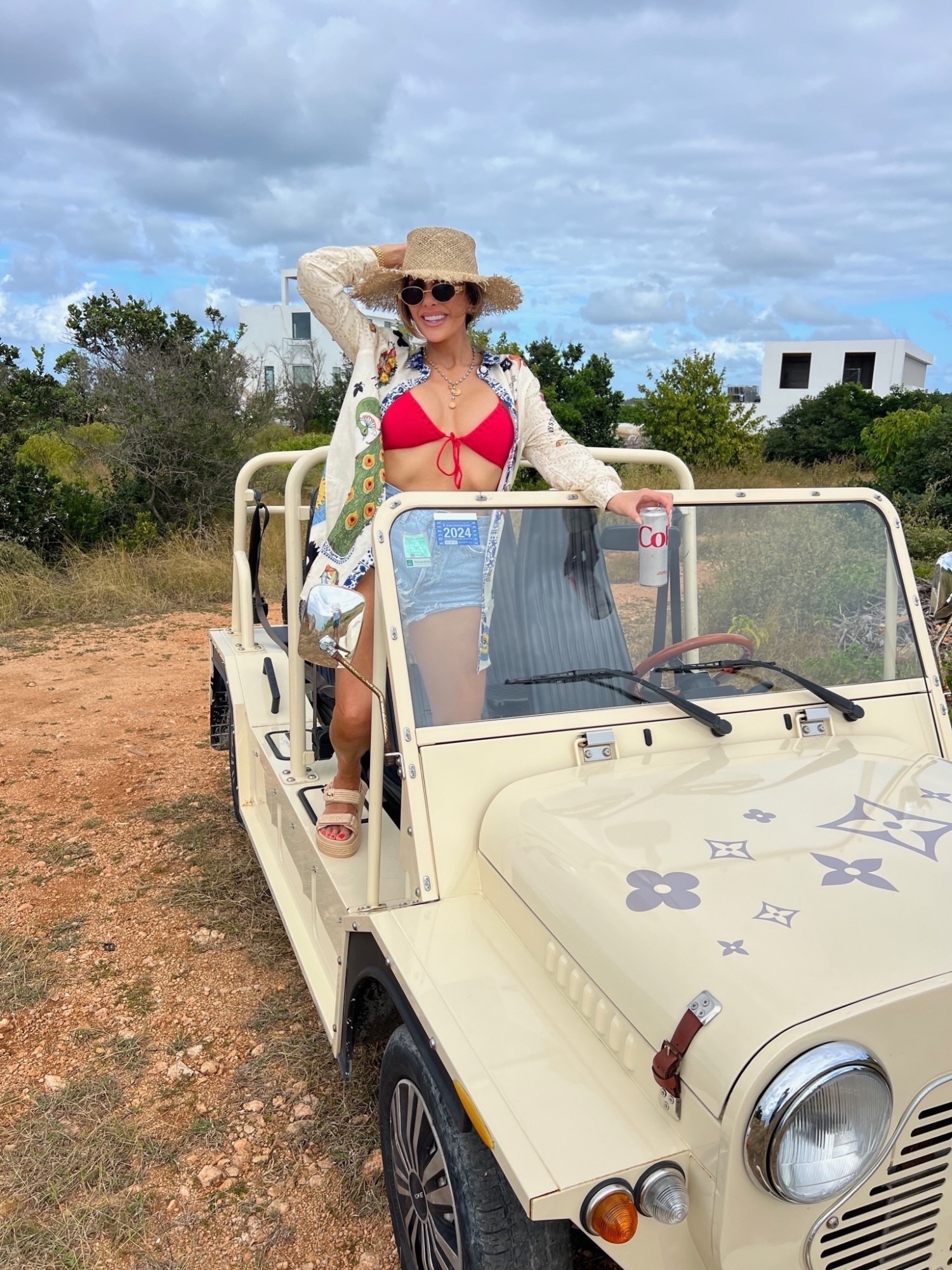 Celine Triomphe oval sunglasses, Seafolly Sea Dive Swimsuit, Steve Madden Bigmona sandal, Agolde Parker short, Emily Ann Gemma