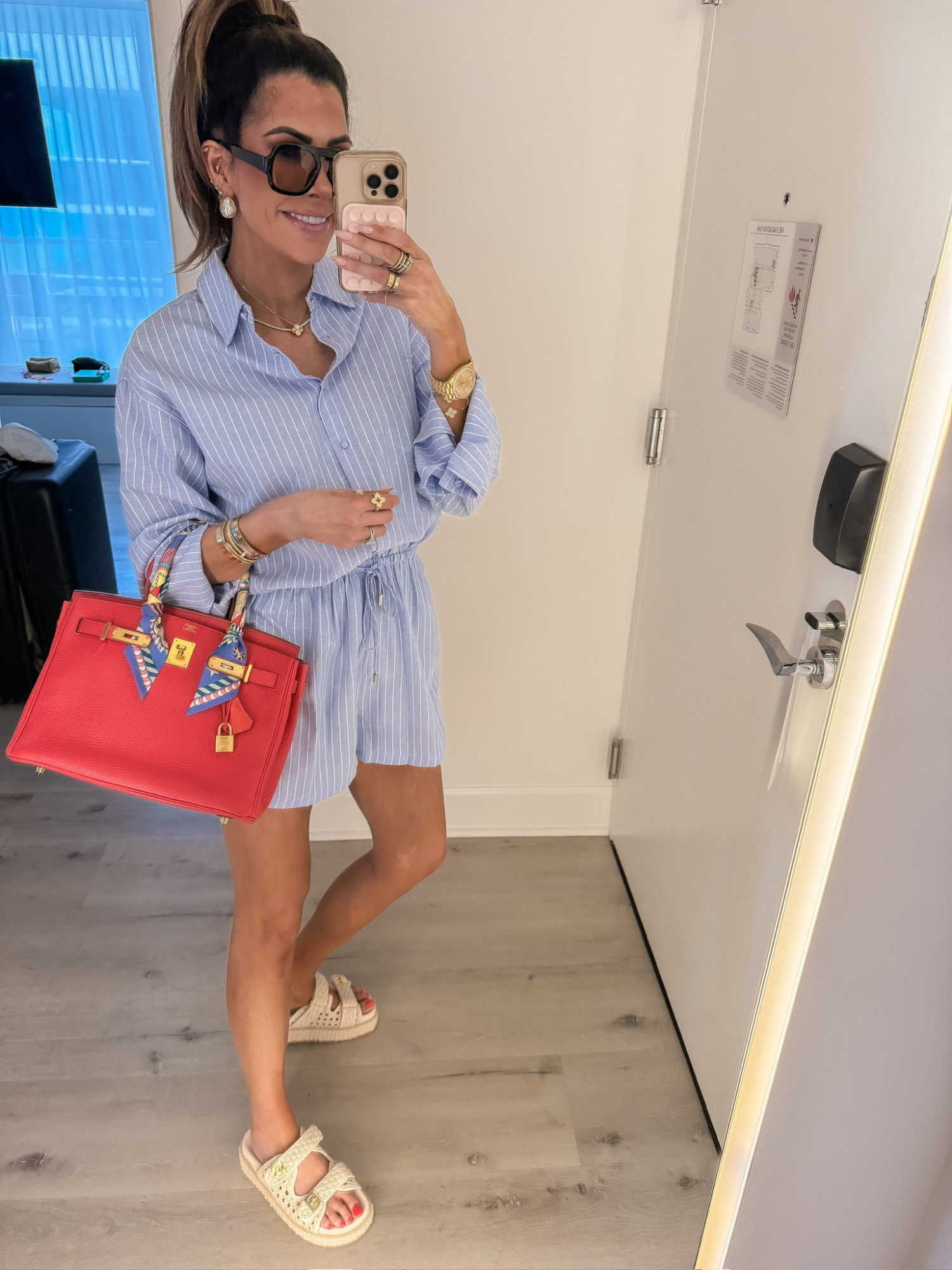 Spring break fashion, revolve fashion, summer sandals, travel outfit, Hermes bag, Miami outfit, Emily Ann Gemma