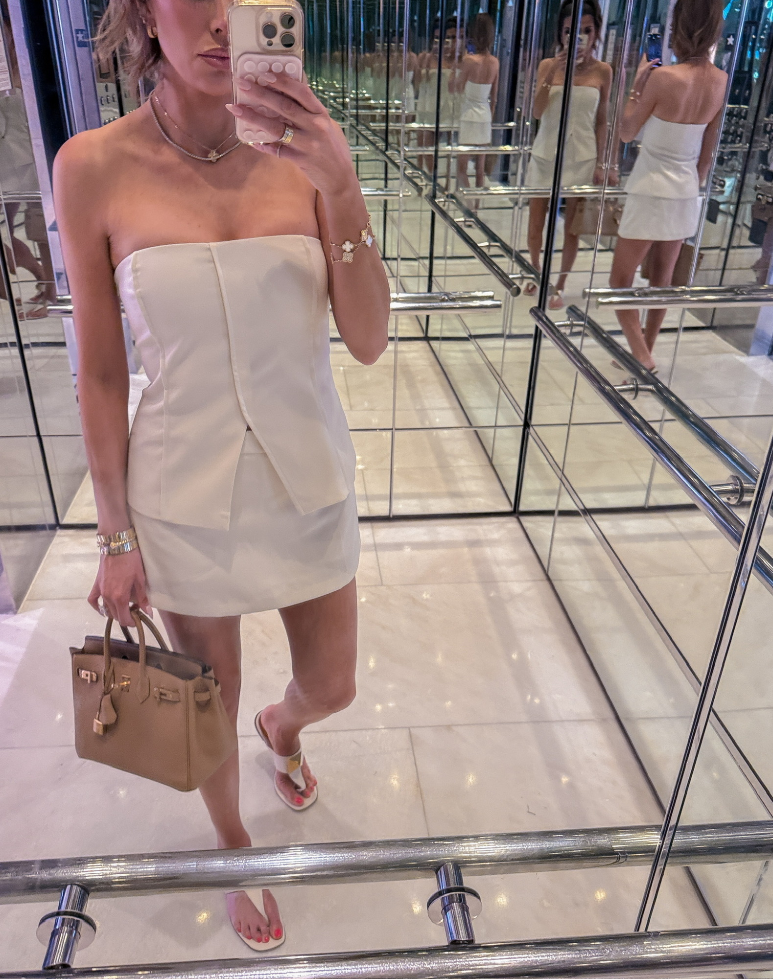 Spring break fashion, matching set, summer skort, date night outfit, summer fashion, Hermes bag, summer sandals, Emily Ann Gemma